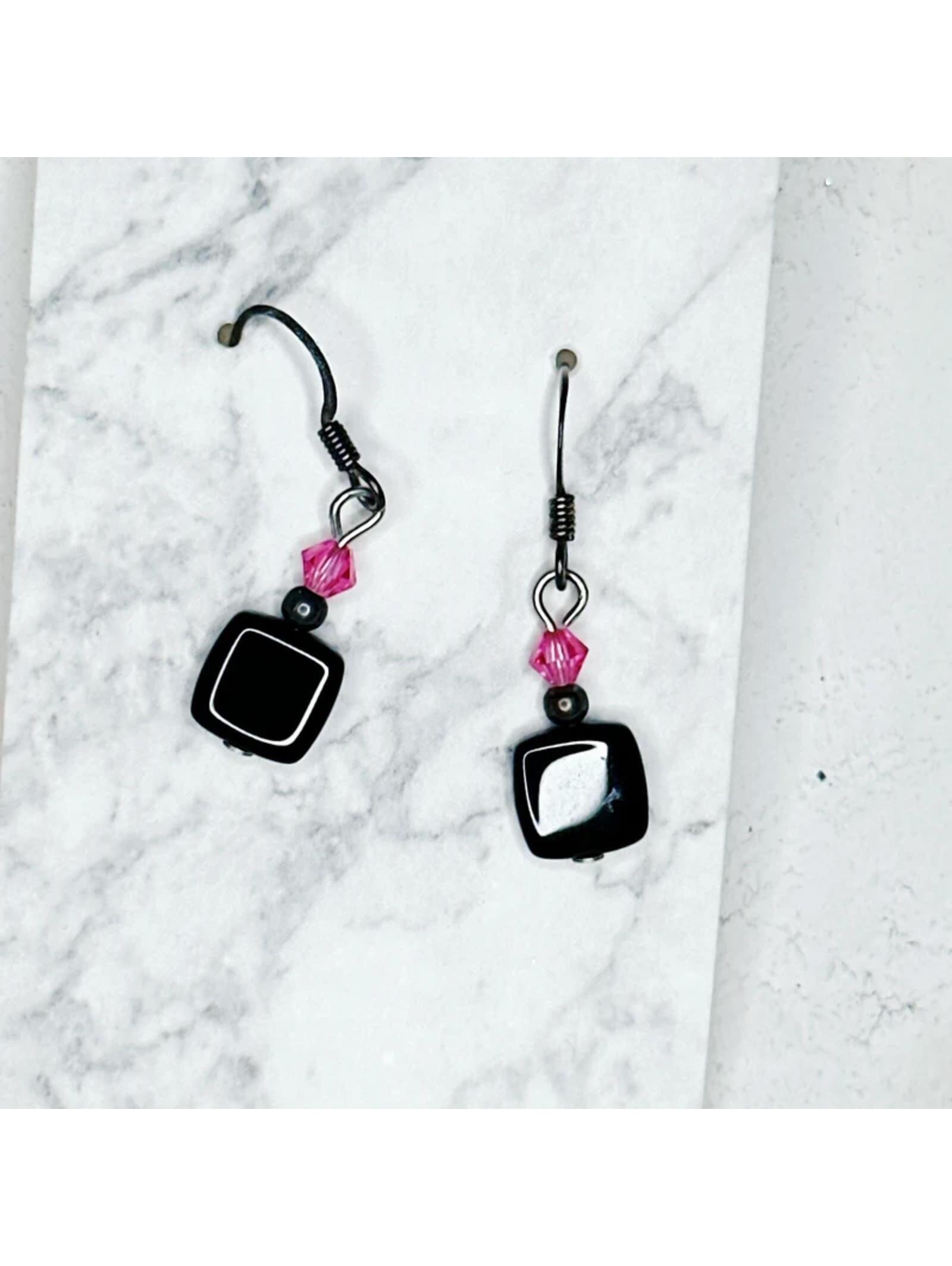 986l Black Ceramic Earrings